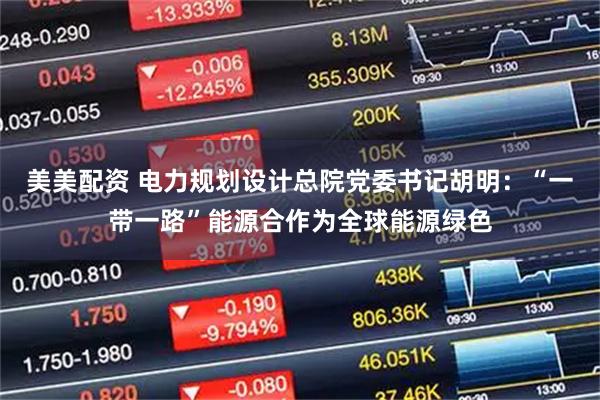 美美配资 电力规划设计总院党委书记胡明：“一带一路”能源合作为全球能源绿色